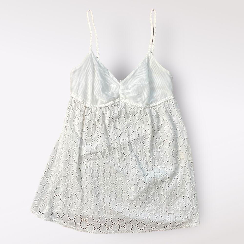 American Vintage‎ White Eyelet Lace Sweetheart Neck Tank Top Size S